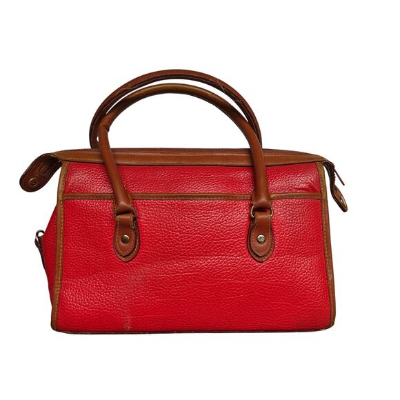 Dooney & Bourke All Weather Leather Satchel – Red Pebbled, Vintage 80s/90s - Picture 1 of 8